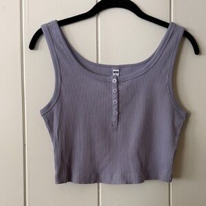 UNIQLO Women's Cropped Ribbed Lavender Tank Top